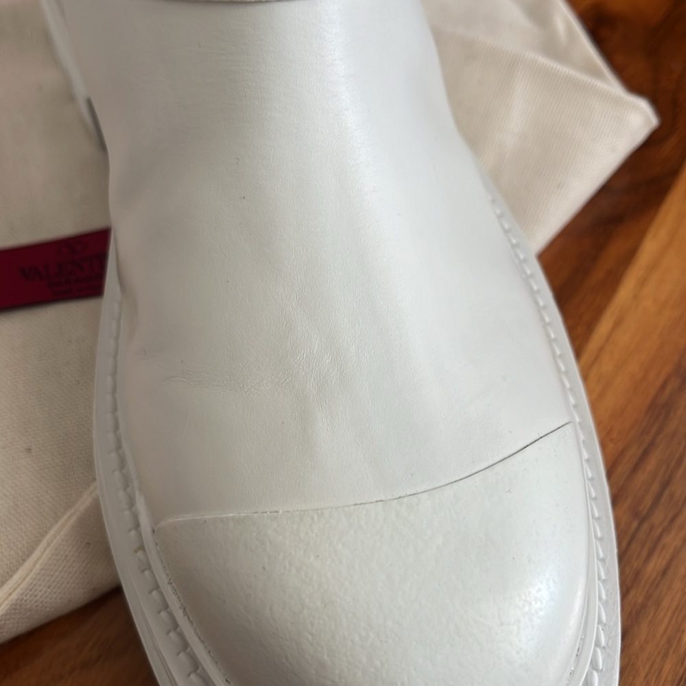 VALENTINO GARAVANI Rockstud Leather Biker Snow Winter Boots White Size 40, NEW - Picture 9 of 17